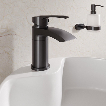 93.1048 Eastbrook Alveston Matt Black Swivel Basin Mixer with Waste Lifestyle