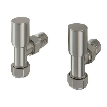 Eastbrook Angled Round Manual Brushed Nickel Radiator Valves