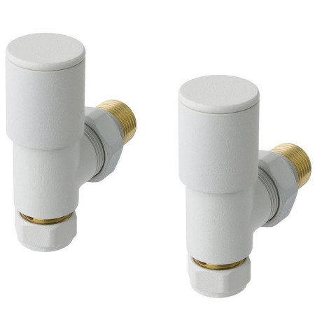 Eastbrook Angled Round Manual Matt White Radiator Valves