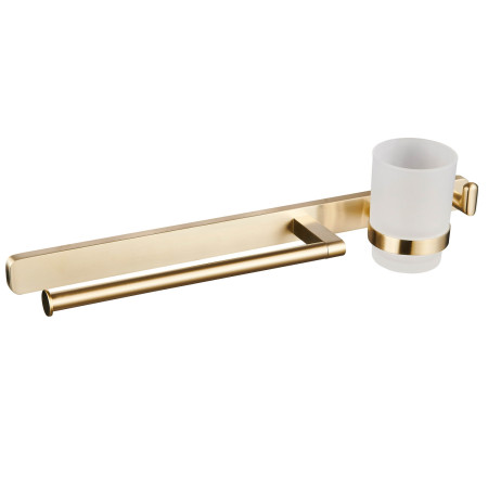 Eastbrook Asti Brushed Brass Towel Ring with Hook and Tumbler Holder