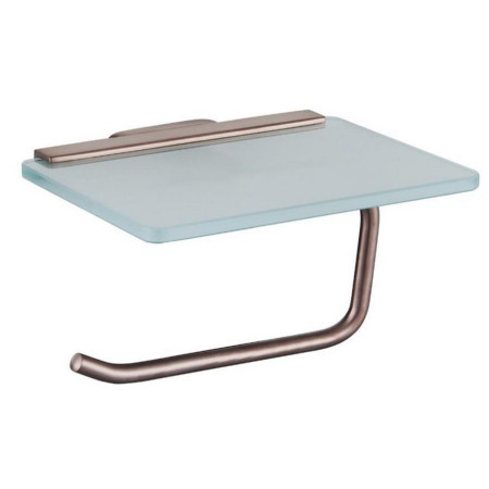 Eastbrook Asti Brushed Bronze Toilet Roll Holder with Glass Shelf