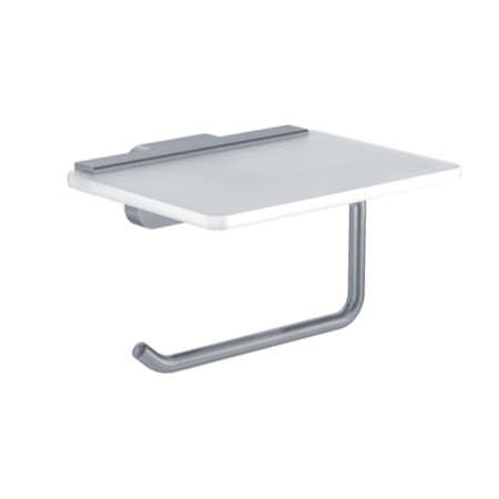 Eastbrook Asti Chrome Toilet Roll Holder with Glass Shelf