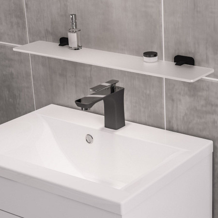 52.433 Eastbrook Asti Matt Black 600mm Bathroom Glass Shelf Lifestyle