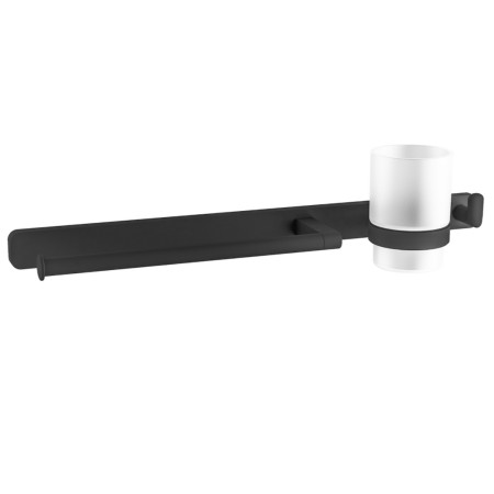 Eastbrook Asti Matt Black Towel Ring with Hook and Tumbler Holder