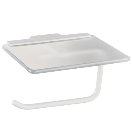 Eastbrook Asti Matt White Toilet Roll Holder with Glass Shelf