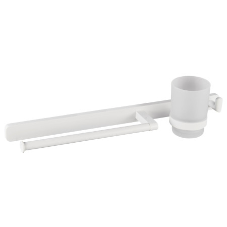 Eastbrook Asti Matt White Towel Ring with Hook and Tumbler Holder