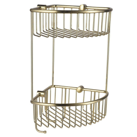 Eastbrook Brushed Brass Double Corner Shower Basket