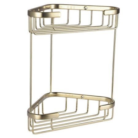 Eastbrook Brushed Brass Double Corner Solid Brass Shower Basket