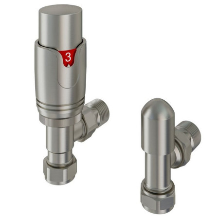 Eastbrook Brushed Nickel Angled 15mm Thermostatic Radiator Valves
