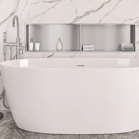 Eastbrook Brushed Steel 1200 x 300mm Shower Niche with Shelf