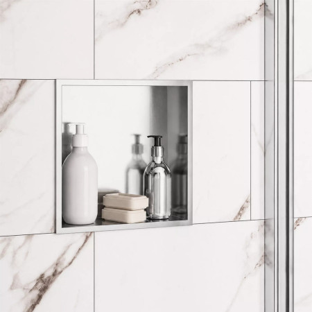 Eastbrook Brushed Steel 300 x 300mm Shower Niche