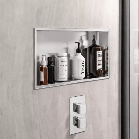 Eastbrook Brushed Steel 600 x 300mm Shower Niche