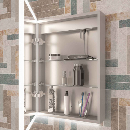 40.1023 Eastbrook Cassio 600 x 700mm Two Door LED Mirror Cabinet Lifestyle