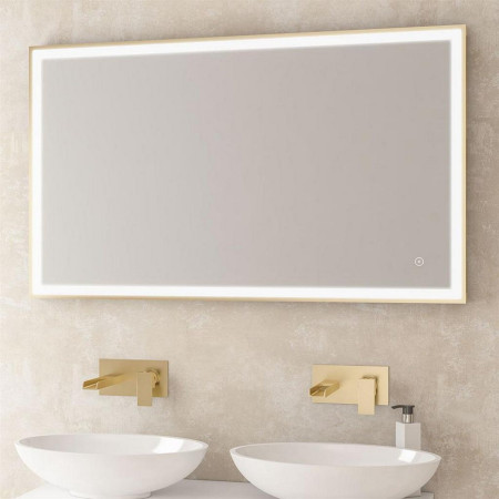 Eastbrook Castelli 700 x 500mm LED Framed Bathroom Mirror in Brushed Brass