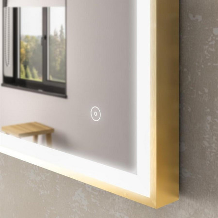 58.1031 Eastbrook Castelli 700 x 500mm LED Framed Bathroom Mirror in Brushed Brass Touch Sensor Detail