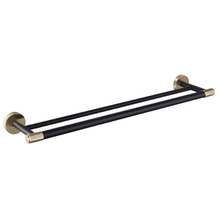Eastbrook Catania Black and Brass 600mm Double Towel Rail