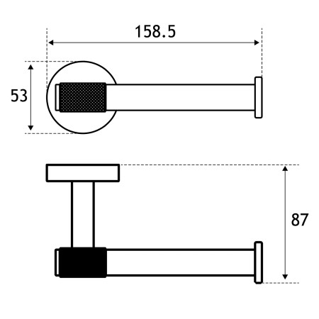 52.501 Eastbrook Catania Black and Brass Toilet Roll Holder Line Drawing