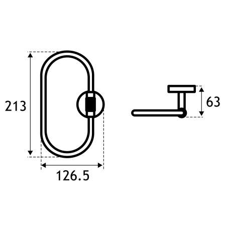 52.504 Eastbrook Catania Black and Brass Towel Ring Line Drawing