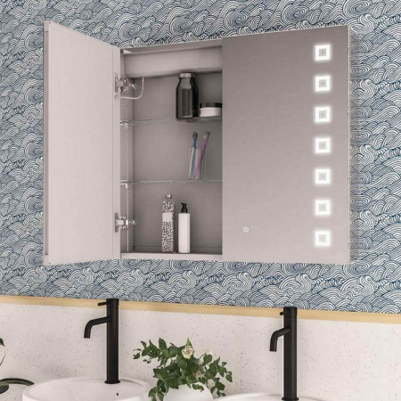 40.1037 Eastbrook Chiana 800 x 700mm Two Door LED Mirror Cabinet Lifestyle