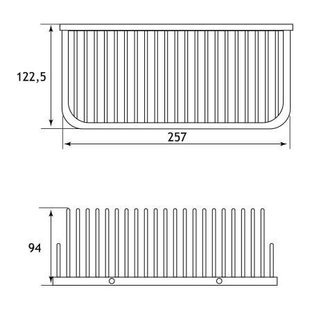 52.203 Eastbrook Chrome Rectangular Shower Basket Technical Drawing