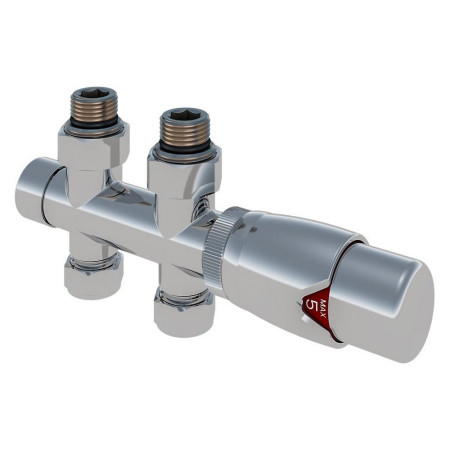 Eastbrook Chrome Straight Twin Inlet 15mm Thermostatic Radiator Valves