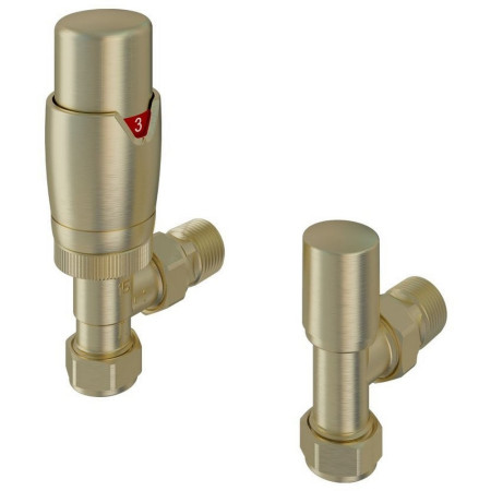 Eastbrook Darlington Brushed Brass Angled TRV Radiator Valves