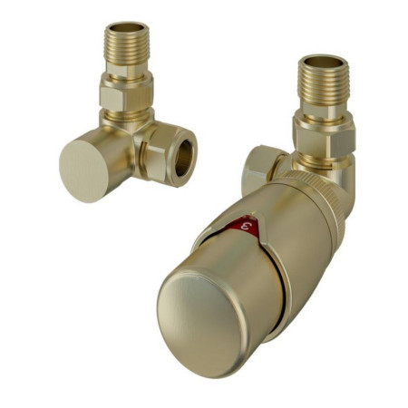 Eastbrook Darlington Brushed Brass Corner TRV Radiator Valves