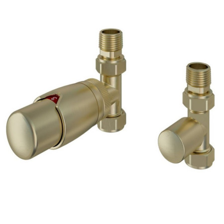 Eastbrook Darlington Brushed Brass Straight TRV Radiator Valves