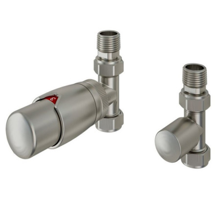 Eastbrook Darlington Brushed Nickel Straight TRV Radiator Valves