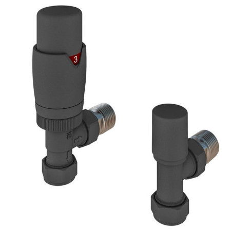 Eastbrook Darlington Matt Anthracite Angled TRV Radiator Valves