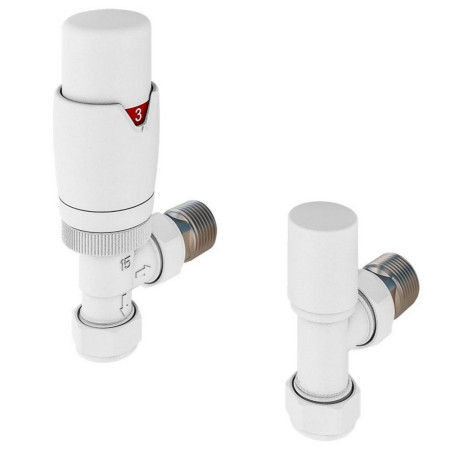 Eastbrook Darlington Matt White Angled TRV Radiator Valves