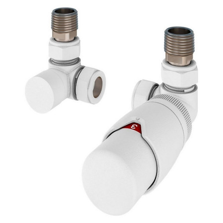 Eastbrook Darlington Matt White Corner TRV Radiator Valves