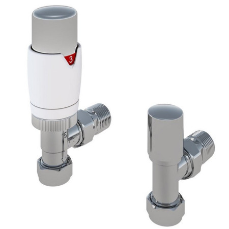 Eastbrook Darlington White and Chrome Angled TRV Radiator Valves