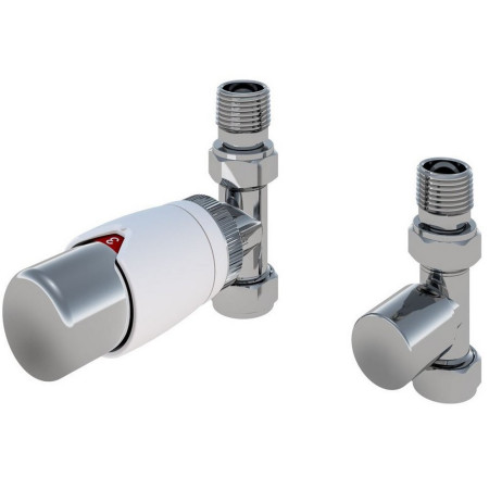Eastbrook Darlington White and Chrome Straight TRV Radiator Valves