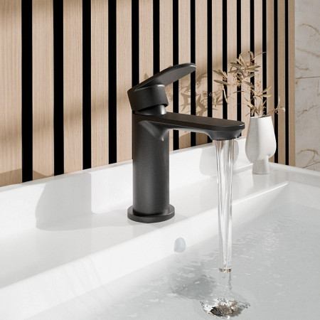 93.1027 Eastbrook Elsted Matt Black Basin Mixer with Waste Lifestyle