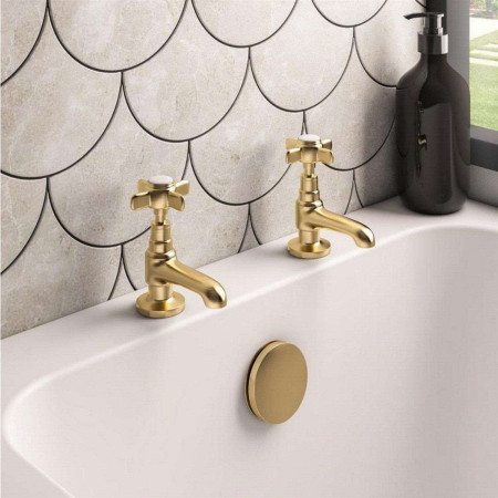 79.2004 Eastbrook Haymarket Brushed Brass Bath Taps Lifestyle