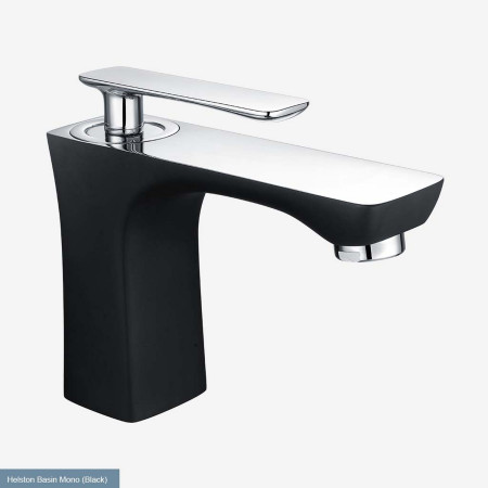 Eastbrook Helston Gloss Black Basin Mixer with Waste