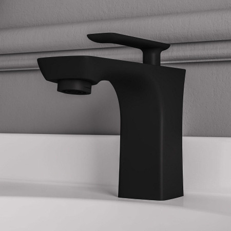 93.1011 Eastbrook Helston Matt Black Basin Mixer with Waste Lifestyle