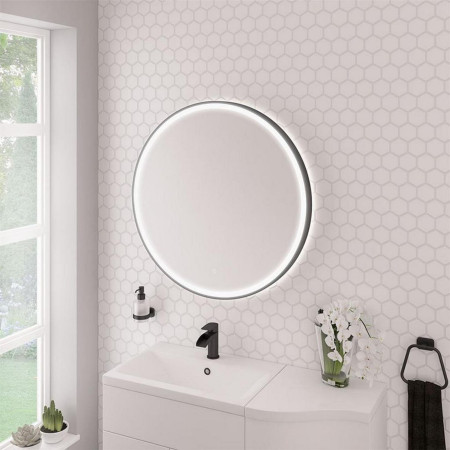 58.1042 Eastbrook Levone 800mm LED Framed Round Bathroom Mirror in Black without Strap