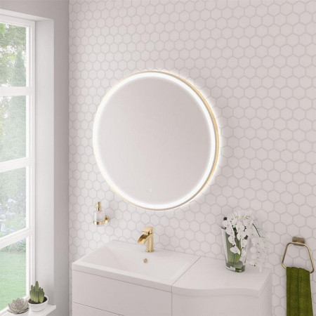 58.1052 Eastbrook Levone 800mm LED Framed Round Bathroom Mirror in Brushed Brass without Strap