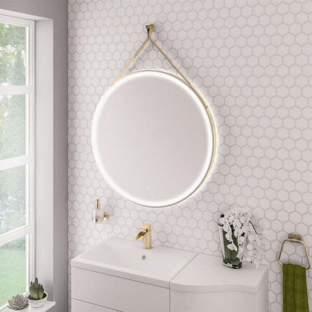 Eastbrook Levone 800mm LED Framed Round Bathroom Mirror in Brushed Brass