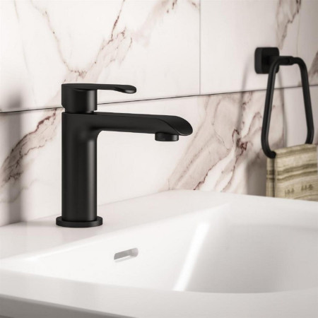 Eastbrook Lyneham Matt Black Mini Basin Mixer with Waste