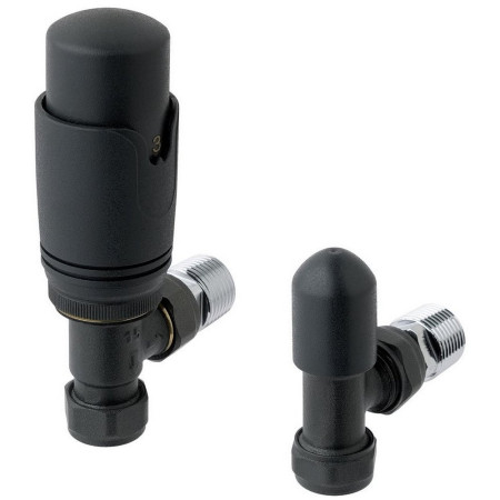 Eastbrook Matt Anthracite Angled 15mm Thermostatic Radiator Valves