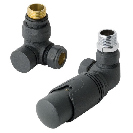 Eastbrook Matt Anthracite Corner 15mm Thermostatic Radiator Valves