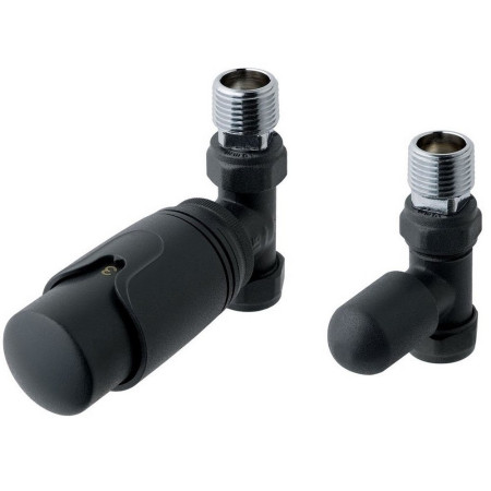 Eastbrook Matt Anthracite Straight 15mm Thermostatic Radiator Valves