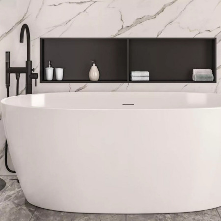 Eastbrook Matt Black 1200 x 300mm Shower Niche with Shelf