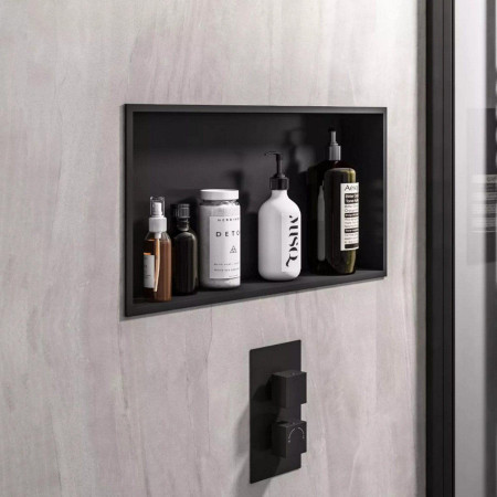 Eastbrook Matt Black 600 x 300mm Shower Niche