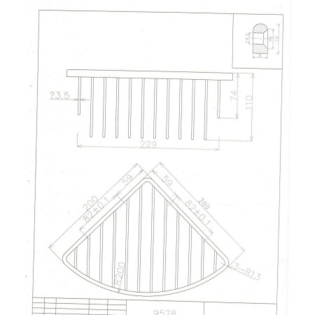 52.243 Eastbrook Matt Black Corner Solid Brass Shower Basket Line Drawing