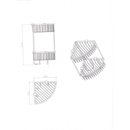 52.241 Eastbrook Matt Black Double Corner Shower Basket Technical Drawing