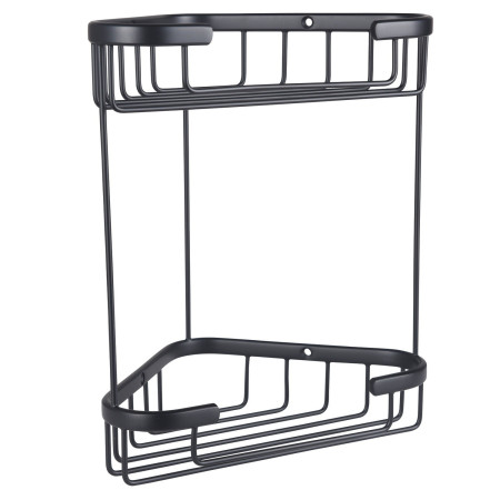 Eastbrook Matt Black Double Corner Solid Brass Shower Basket